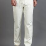 Ivory Minimalist Drawstring Tailored Trouser